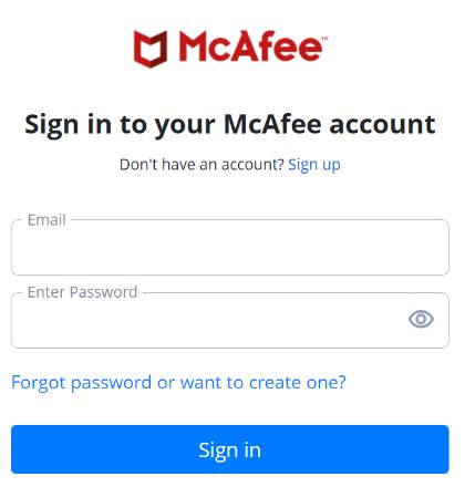 Sign in to your McAfee account.